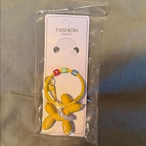 Yellow Balloon dog bag charm